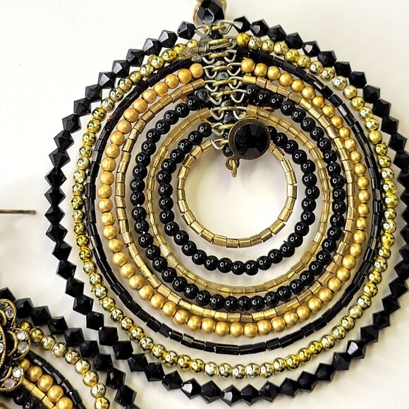 Double Circle Statement Drop Earrings Chandelier Earrings House of Moda Earrings - Picture 6 of 14